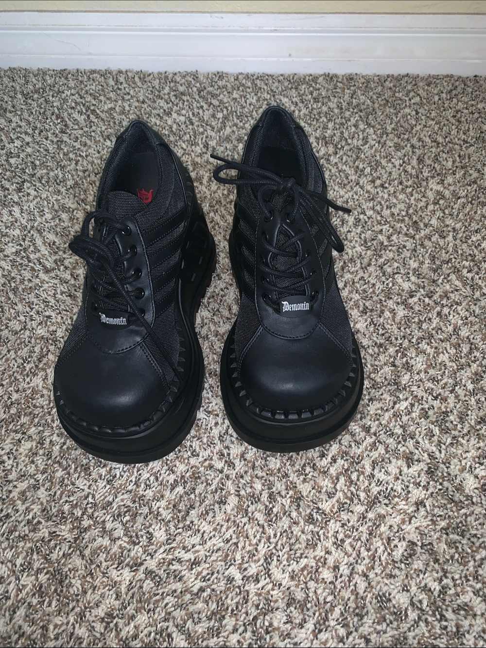 Demonia Black Lace-Up Platform Stomp-08, NWOB, Size 8